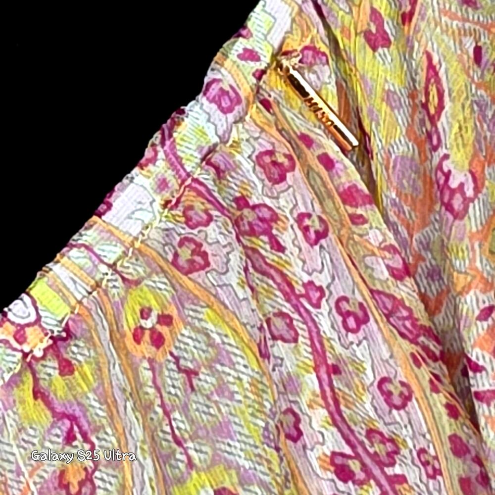 MISA Los Angeles Gisele Asymmetric Pink off Shoulder Floral Dress - Picture 11 of 14